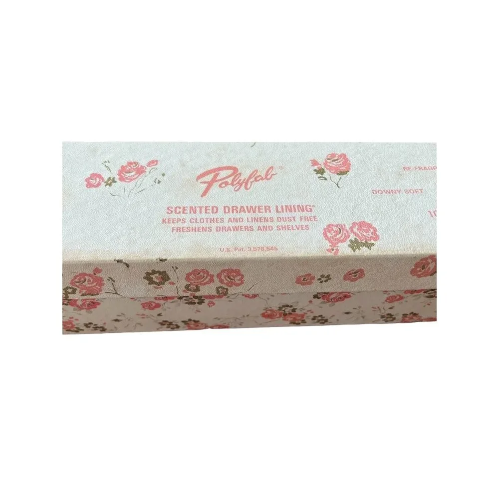 Vintage Poly Fab Scented Drawer Liner White Floral & Angel Print Original Box